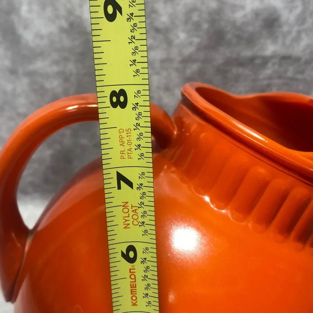 Vintage Anchor Hocking Tilt Ball Orange Ceramic Pitcher Jug  & Tumblers Set - Picture 13 of 15